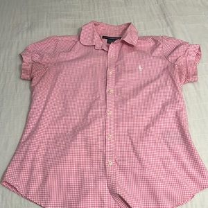 Ralph Lauren top, 100% cotton, tapered fit with a”slightly puffed sleeve